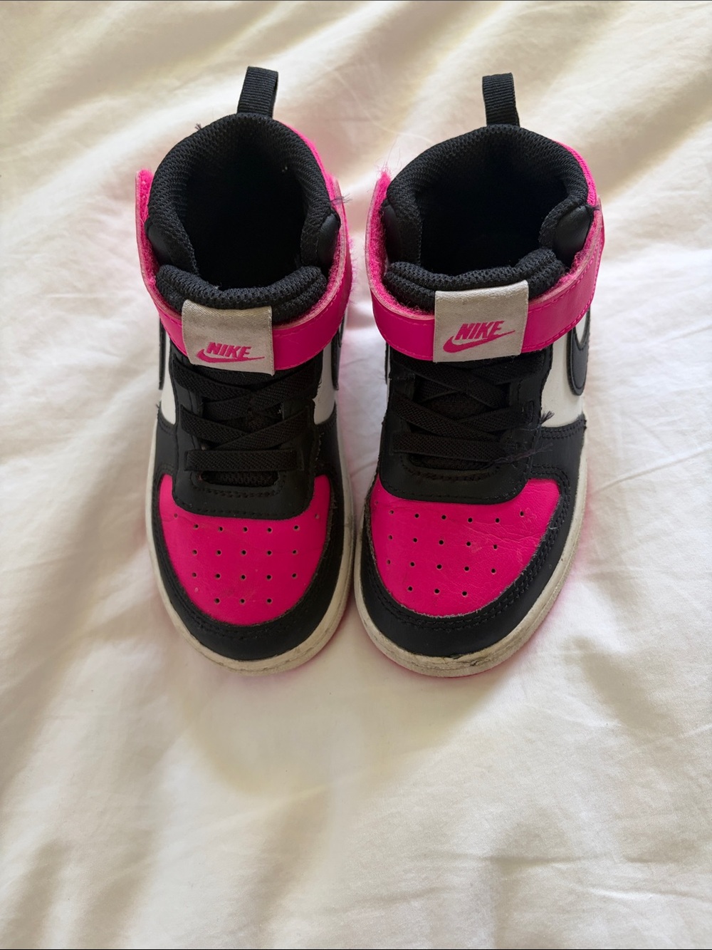 Nike Kids High-Top Sneakers in Hot Pink and Black